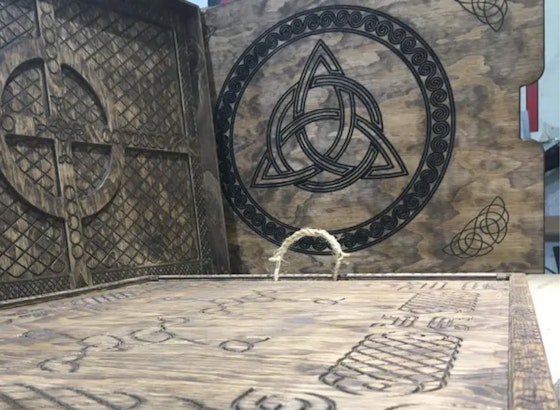 Puzzle board, 
        storage tray, and protective cover.